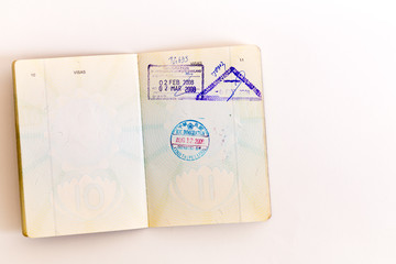 Visas and stamps in passport