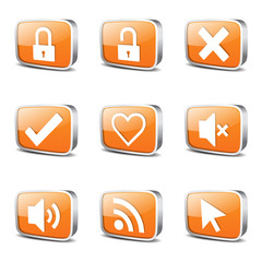 SEO Internet Sign Square Vector Orange Icon Design Set 4