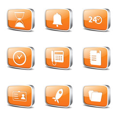 Time Duration Square Vector Orange Icon Design Set