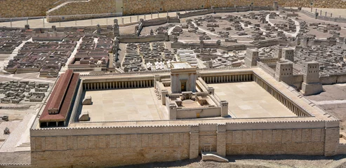 Tuinposter Tempel Tweede tempelmodel van het oude Jeruzalem - Israël