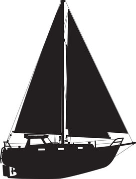 recommend clip art: vector illustration of black yacht isolated on white background.