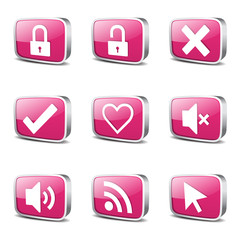 SEO Internet Sign Square Vector Pink Icon Design Set 4