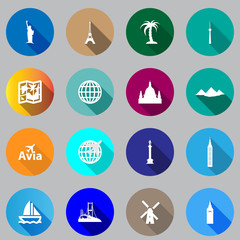 Flat icons for travel.
