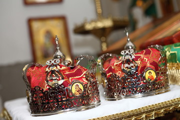 Fototapeta na wymiar two crowns for wedding