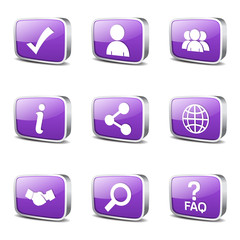 Web Internet Square Vector Violet Icon Design Set 2