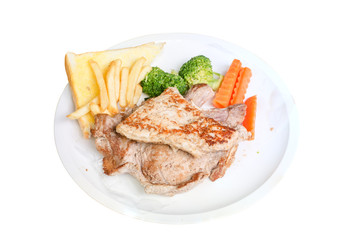 pork chop steak with vegetable