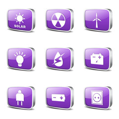 Energy Sign And Symbol Square Vector Violet Icon