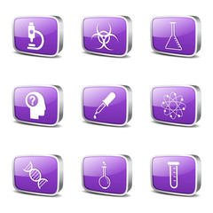 Science Instruments Square Vector Violet Icon Design Set