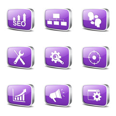 SEO Internet Sign Square Vector Violet Icon Design Set 5
