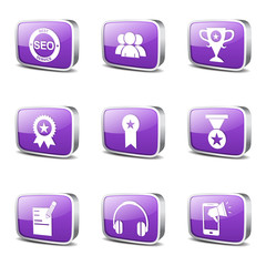 SEO Internet Sign Square Vector Violet Icon Design Set 9