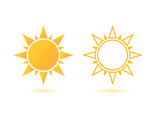 Set of two simple, abstract sun icons.