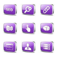 SEO Internet Sign Square Vector Violet Icon Design Set 11