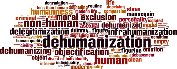 Dehumanization word cloud concept. Vector illustration