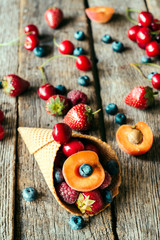 Fresh fruits in cone