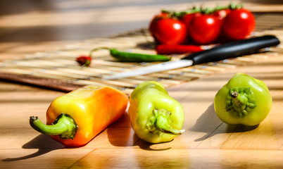 vegetable ingredients, chilly, paper, tomato