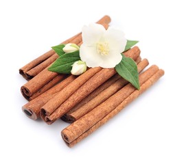 Cinnamon with jasmin flowers