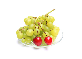 bunch of grapes on white background