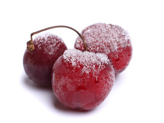cherries frozen in ice