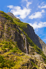 Fototapeta na wymiar Fjord Naeroyfjord in Norway - famous UNESCO Site