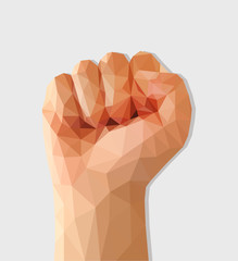 polygon fist raised up a protest force