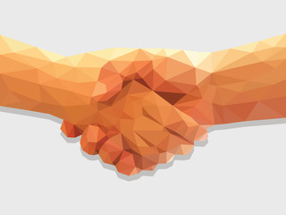 two hands handshake polygonal low poly contract agreement full c