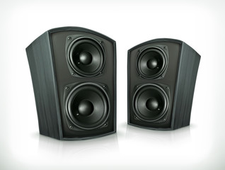 Obraz premium Acoustic speakers in plane wooden body