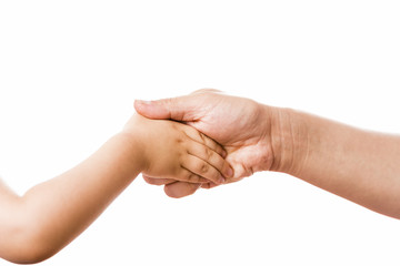 Handshake Connecting Mother And Young Child