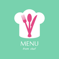 logo menu from chef with appliances. vector