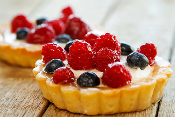 Sweet cakes with berries