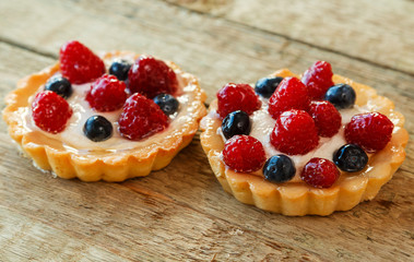 Sweet cakes with berries