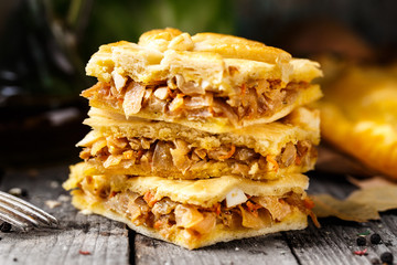 Homemade pie stuffed with vegetables