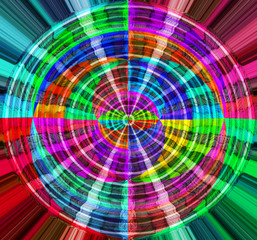 Fototapeta premium Colorful wheel with soft transparent fabric in blue, green, pink, purple and yellow