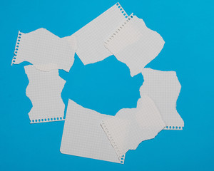 Torn pieces of checkered paper