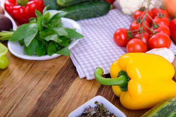 vegetables on a wooden board