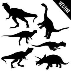 Set of dinosaur silhouettes