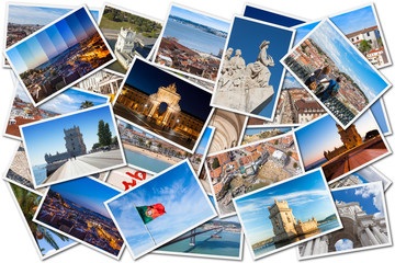 Fototapeta na wymiar Picture Mosaic collage of Lisbon city in Portugal
