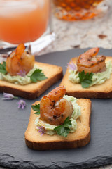 Spicy Avocado Shrimps Toasts