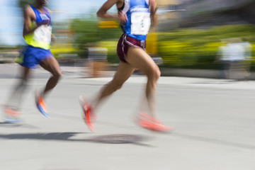Two men running