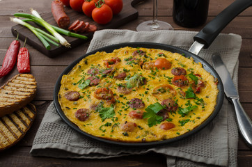 Mens omelette with chorizo