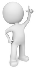 Pointing Up. The dude 3D character in confident stance pointing up.