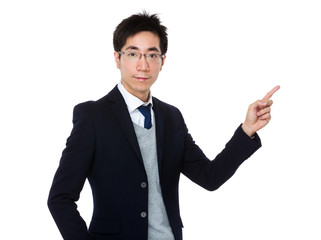 Businessman with finger point up