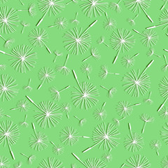 Light green seamless pattern with dandelion fluff