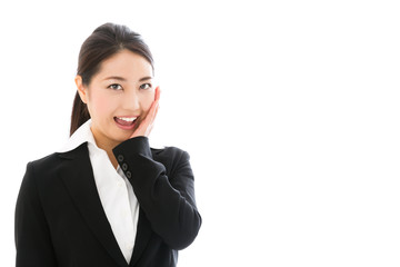asian businesswoman on white background