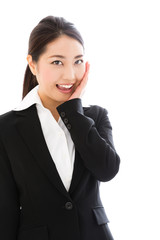 asian businesswoman on white background