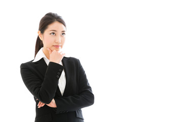 asian businesswoman on white background