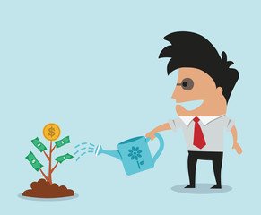 Man growing money tree