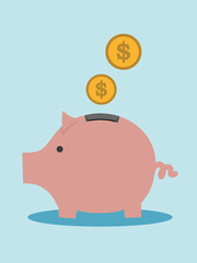 Piggy moneybox with coins