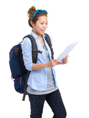 Woman read on the map