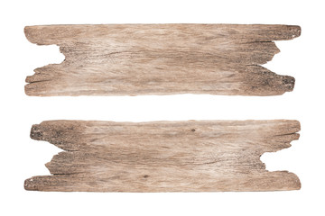 old brown wooden plank isolated on white background