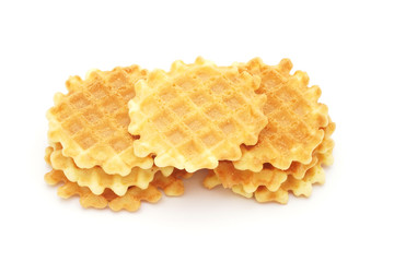 crisp waffle on white background
